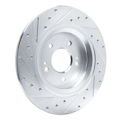 R1 21-25 Hyundai SANTA FE Rear Right Drilled & Slotted Silver Brake Rotor
