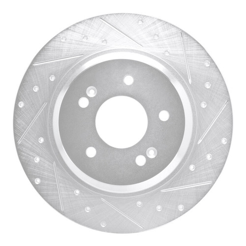 R1 21-25 Hyundai SANTA FE Rear Right Drilled & Slotted Silver Brake Rotor