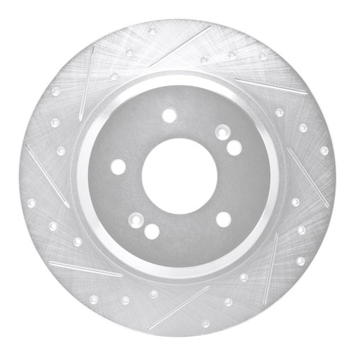 R1 21-25 Hyundai SANTA FE Rear Left Drilled & Slotted Silver Brake Rotor