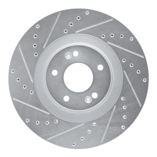 R1 20-25 Hyundai Palisade Front Left Drilled & Slotted Silver Brake Rotor