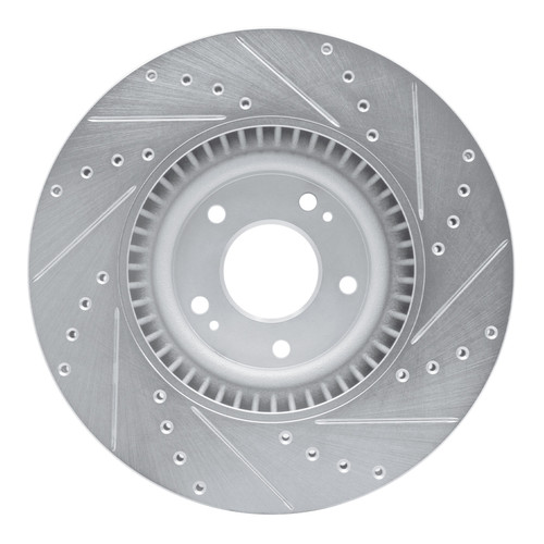 R1 20-25 Hyundai Palisade Front Left Drilled & Slotted Silver Brake Rotor
