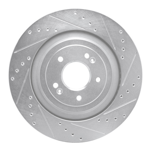 R1 19-22 Genesis G90 Rear Right Drilled & Slotted Silver Brake Rotor