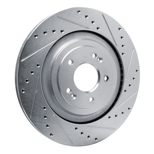 R1 19-22 Genesis G90 Rear Right Drilled & Slotted Silver Brake Rotor