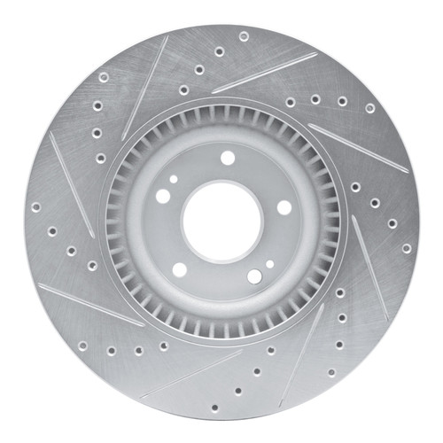 R1 20-25 Hyundai Palisade Front Right Drilled & Slotted Silver Brake Rotor