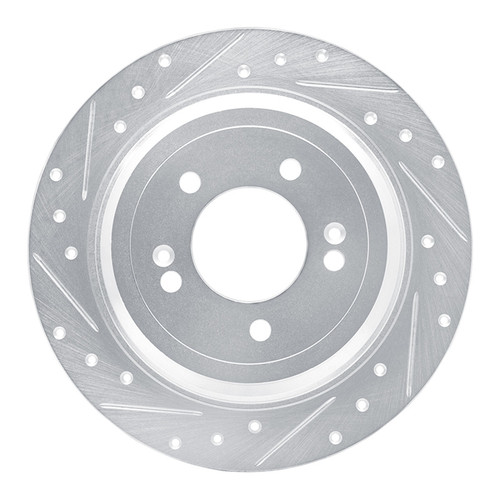 R1 17-25 Hyundai Nexo Rear Left Drilled & Slotted Silver Brake Rotor