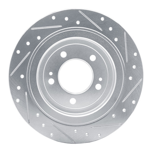 R1 17-25 Hyundai Nexo Rear Left Drilled & Slotted Silver Brake Rotor