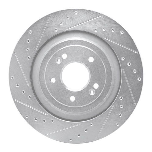 R1 19-22 Genesis G90 Rear Left Drilled & Slotted Silver Brake Rotor