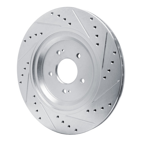 R1 19-22 Genesis G90 Rear Left Drilled & Slotted Silver Brake Rotor