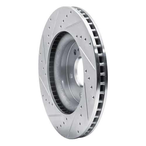 R1 18-23 Genesis G70 Front Right Drilled & Slotted Silver Brake Rotor