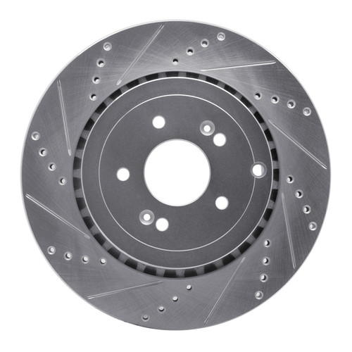 R1 18-25 Genesis G70 Rear Left Drilled & Slotted Silver Brake Rotor