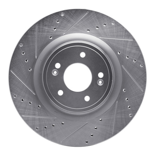 R1 18-22 Genesis G70 Front Left Drilled & Slotted Silver Brake Rotor