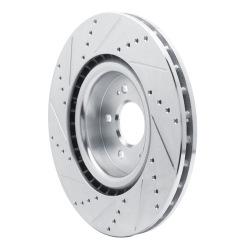 R1 18-22 Genesis G70 Front Right Drilled & Slotted Silver Brake Rotor