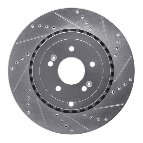 R1 18-25 Genesis G70 Rear Right Drilled & Slotted Silver Brake Rotor