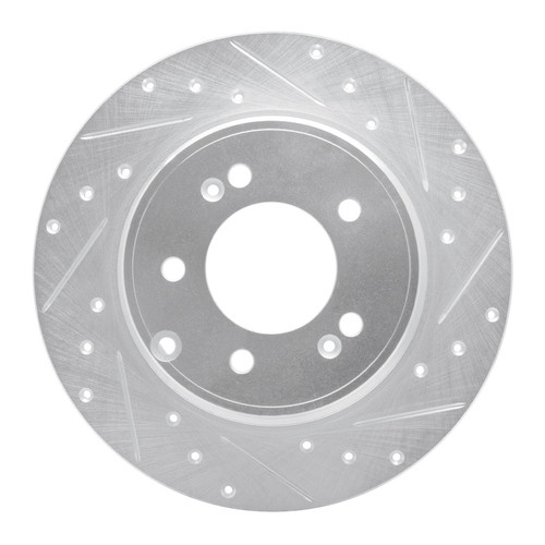 R1 17-19 Kia Cadenza Rear Right Drilled & Slotted Silver Brake Rotor