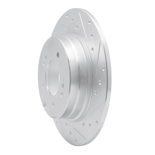 R1 17-19 Kia Cadenza Rear Right Drilled & Slotted Silver Brake Rotor