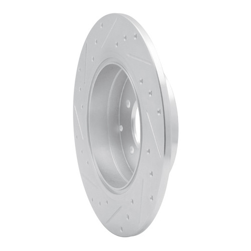 R1 17-19 Kia Cadenza Rear Right Drilled & Slotted Silver Brake Rotor