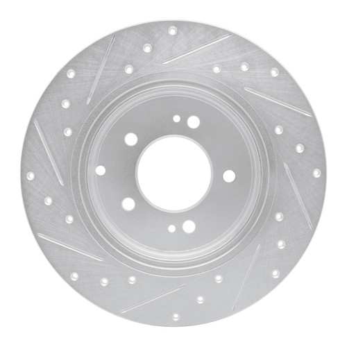 R1 17-19 Kia Cadenza Rear Right Drilled & Slotted Silver Brake Rotor
