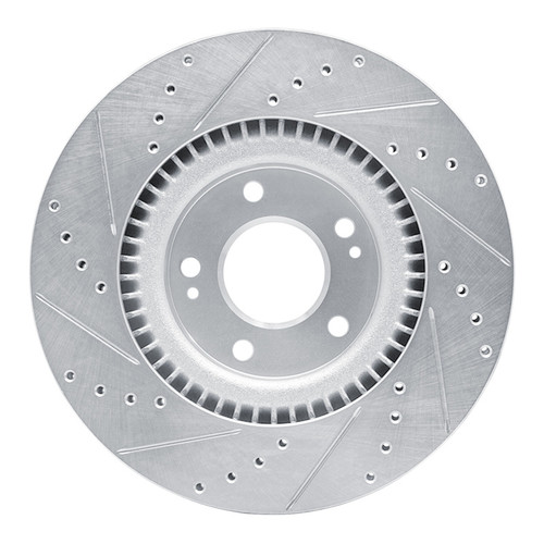 R1 17-20 Kia Cadenza Front Right Drilled & Slotted Silver Brake Rotor