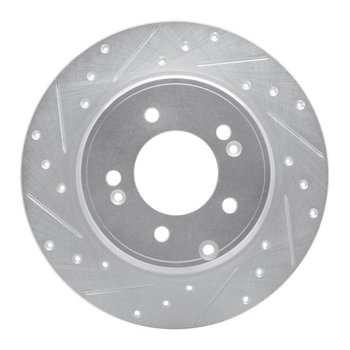 R1 17-19 Kia Cadenza Rear Left Drilled & Slotted Silver Brake Rotor
