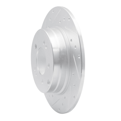 R1 17-19 Kia Cadenza Rear Left Drilled & Slotted Silver Brake Rotor