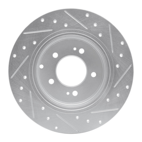 R1 17-19 Kia Cadenza Rear Left Drilled & Slotted Silver Brake Rotor