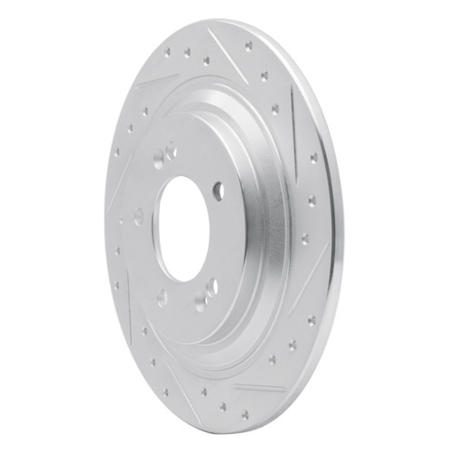 R1 17-23 Hyundai Kona EV Rear Right Drilled & Slotted Silver Brake Rotor