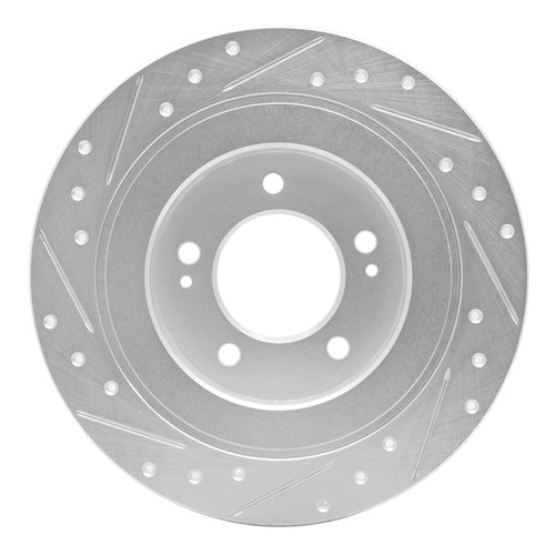 R1 17-23 Hyundai Kona EV Rear Right Drilled & Slotted Silver Brake Rotor