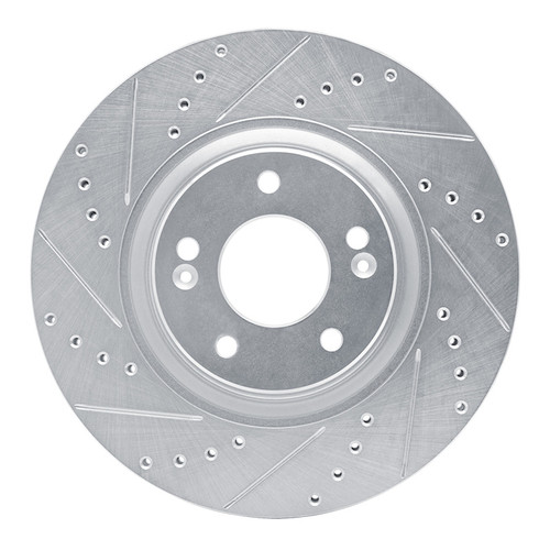 R1 17-20 Kia Cadenza Front Left Drilled & Slotted Silver Brake Rotor
