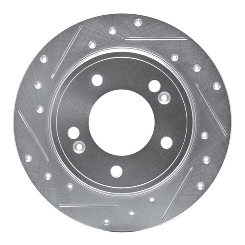 R1 17-25 Hyundai Elantra GT Rear Left Drilled & Slotted Silver Brake Rotor