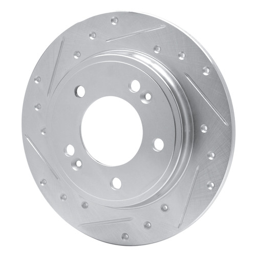 R1 17-25 Hyundai Elantra GT Rear Left Drilled & Slotted Silver Brake Rotor