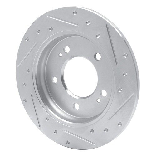 R1 17-25 Hyundai Elantra GT Rear Left Drilled & Slotted Silver Brake Rotor