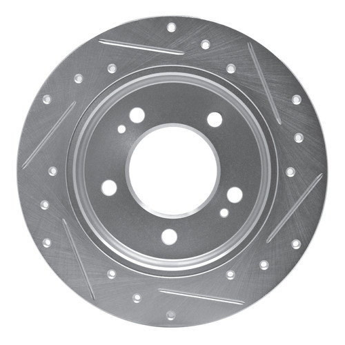 R1 17-25 Hyundai Elantra GT Rear Left Drilled & Slotted Silver Brake Rotor
