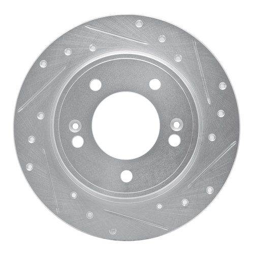 R1 17-25 Hyundai Elantra Rear Right Drilled & Slotted Silver Brake Rotor