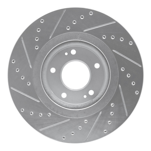 R1 15-21 Kia SEDONA Front Right Drilled & Slotted Silver Brake Rotor