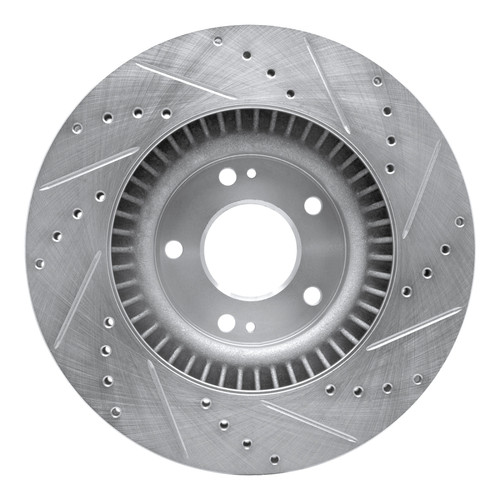 R1 15-20 Kia SORENTO Front Left Drilled & Slotted Silver Brake Rotor