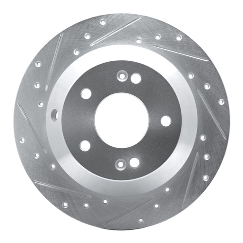 R1 15-20 Kia SORENTO Rear Left Drilled & Slotted Silver Brake Rotor