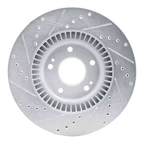 R1 15-20 Kia SORENTO Front Right Drilled & Slotted Silver Brake Rotor