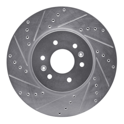 R1 09-10 Kia BORREGO Front Left Drilled & Slotted Silver Brake Rotor