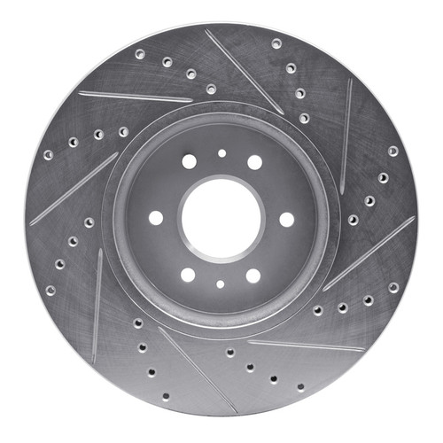R1 09-10 Kia BORREGO Front Left Drilled & Slotted Silver Brake Rotor