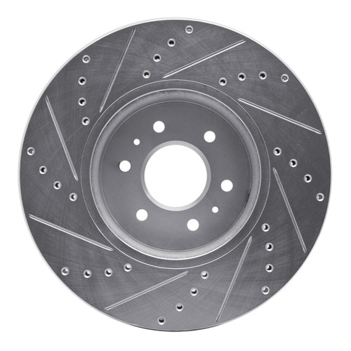 R1 09-10 Kia BORREGO Front Right Drilled & Slotted Silver Brake Rotor
