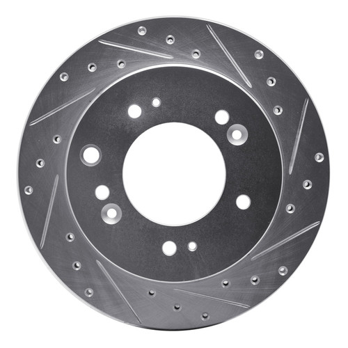 R1 07-09 Kia SORENTO Rear Right Drilled & Slotted Silver Brake Rotor