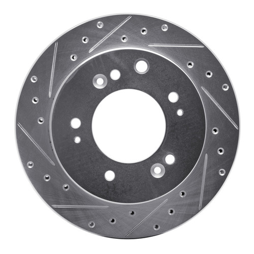 R1 07-09 Kia SORENTO Rear Left Drilled & Slotted Silver Brake Rotor