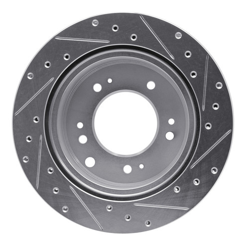 R1 07-09 Kia SORENTO Rear Left Drilled & Slotted Silver Brake Rotor