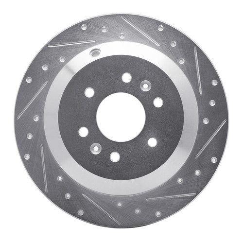 R1 09-10 Kia BORREGO Rear Right Drilled & Slotted Silver Brake Rotor