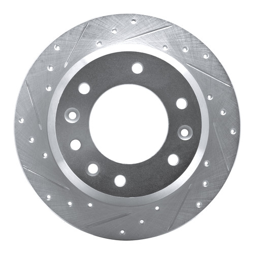 R1 06-14 Hyundai Entourage Rear Left Drilled & Slotted Silver Brake Rotor