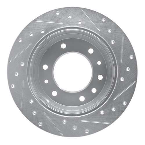 R1 06-14 Hyundai Entourage Rear Left Drilled & Slotted Silver Brake Rotor