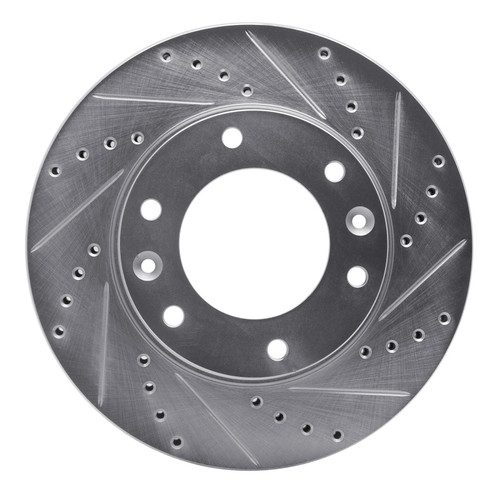 R1 06-14 Hyundai Entourage Front Right Drilled & Slotted Silver Brake Rotor
