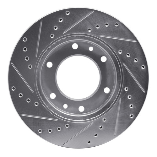 R1 06-14 Hyundai Entourage Front Right Drilled & Slotted Silver Brake Rotor