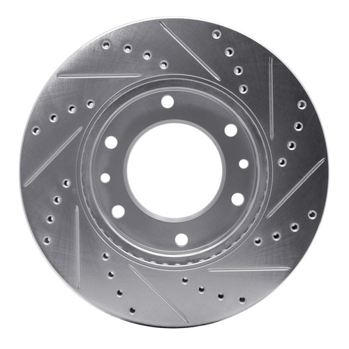 R1 06-14 Hyundai Entourage Front Left Drilled & Slotted Silver Brake Rotor