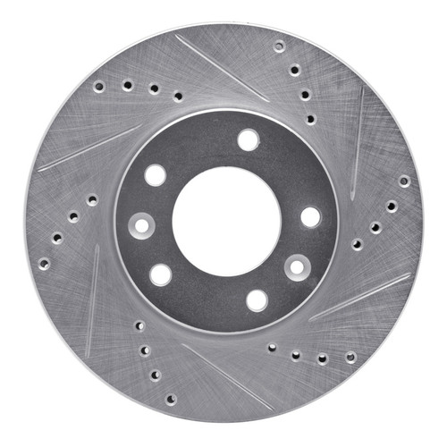 R1 03-05 Kia SEDONA Front Right Drilled & Slotted Silver Brake Rotor